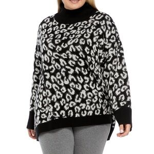 Cabana by Crown & Ivy plus animal print mock neckneck tunic sweater 1X NWT